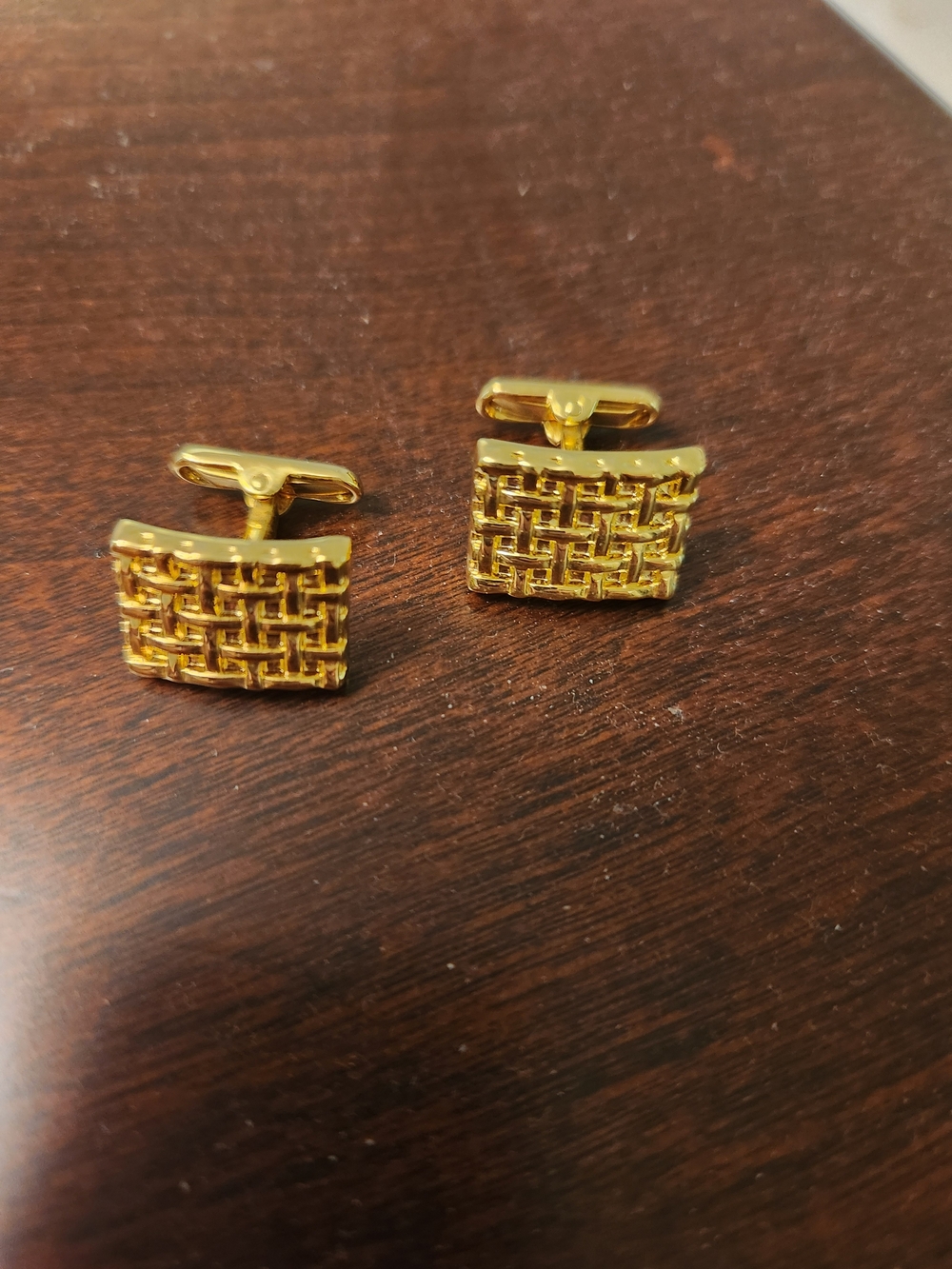 Gold-Tone Woven Square Cufflinks - Men Accessories